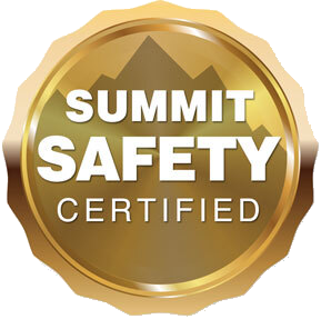 a gold badge that says summit safety certified