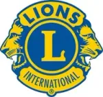 The logo for the lions international club with two lions in a circle.