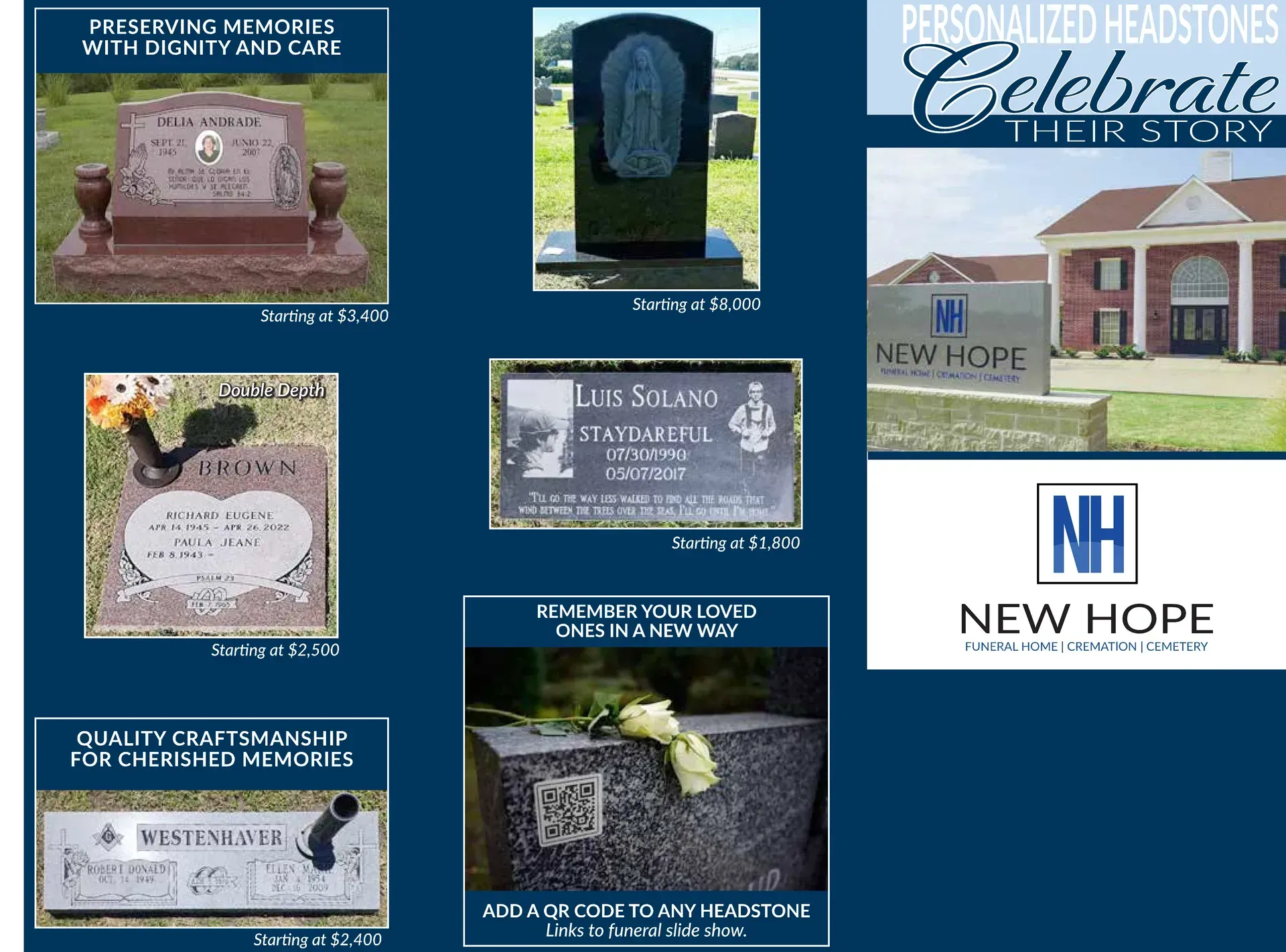 Cemtery plot options for families to choose from