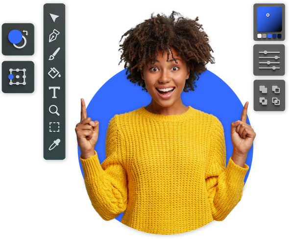 A woman in a yellow sweater is pointing up at something.