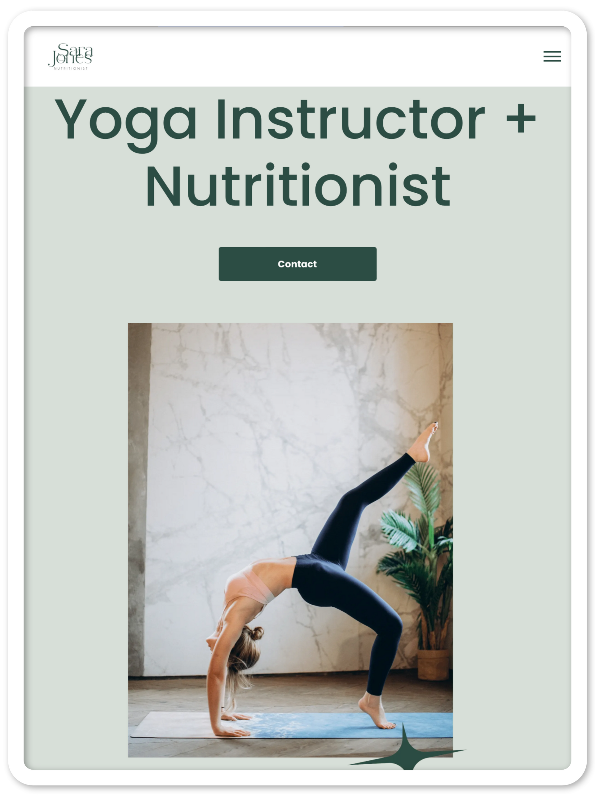 A woman is doing a yoga pose on a yoga mat on a tablet.