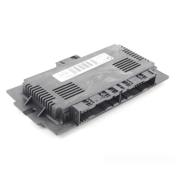 Black electronic control module with vented casing and connector ports, shown on a white background
