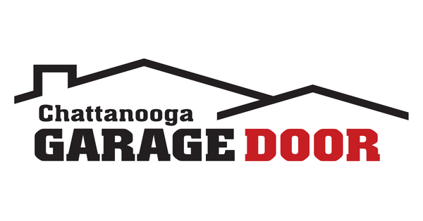 Chattanooga Garage Door logo with black house outline and red “DOOR” text on white background