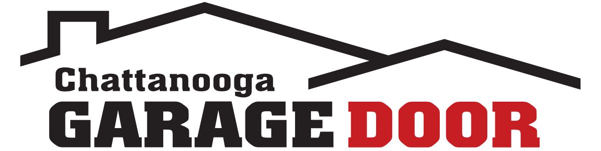 Logo for Chattanooga Garage Door, with a house roof graphic and red 