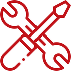 Red wrench and screwdriver crossed, representing tools or repair.
