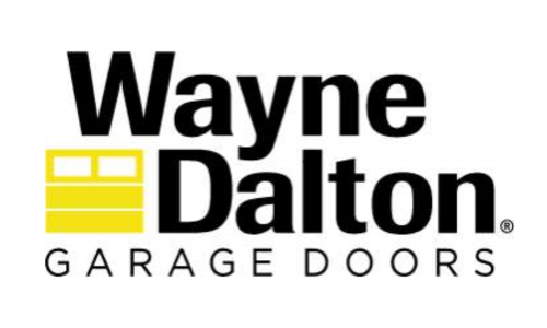Wayne Dalton Garage Doors logo with black text and a yellow garage door graphic.