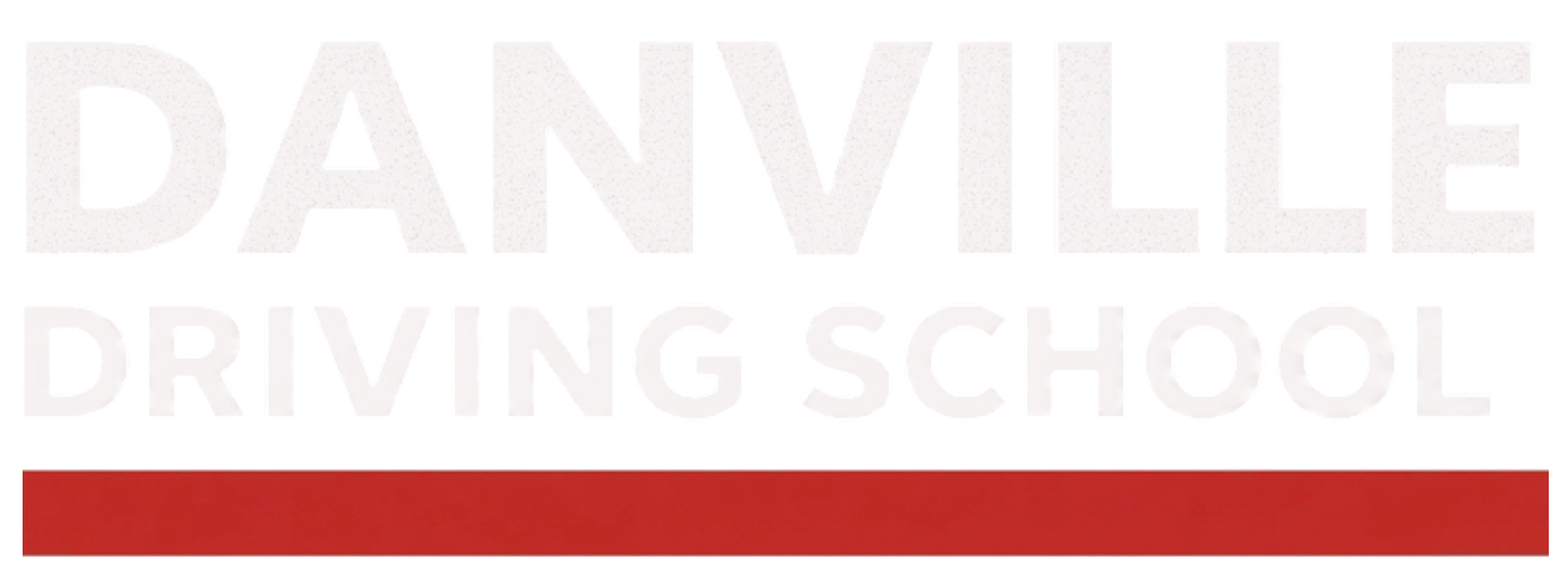 Danville Driving School logo with pale red text and a red bar on white background