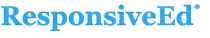 The logo for responsive ed is blue and white on a white background.