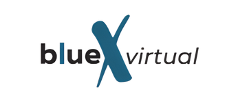 The blue x virtual logo is on a white background.