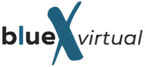 The blue x virtual logo is on a white background.