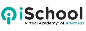 The logo for ischool virtual academy of arkansas is blue and black.