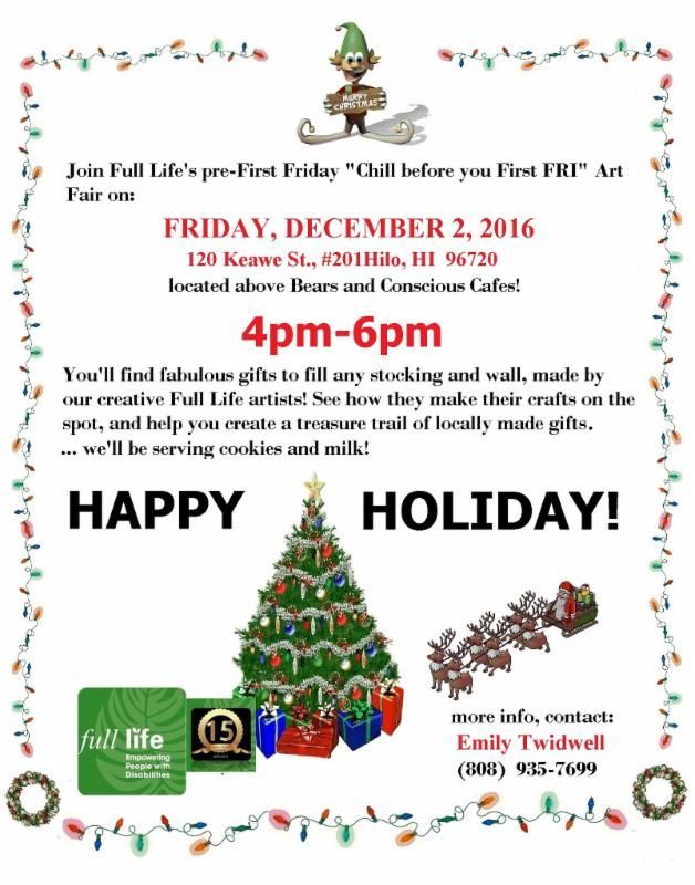 A flyer for a holiday event on friday december 2 2016