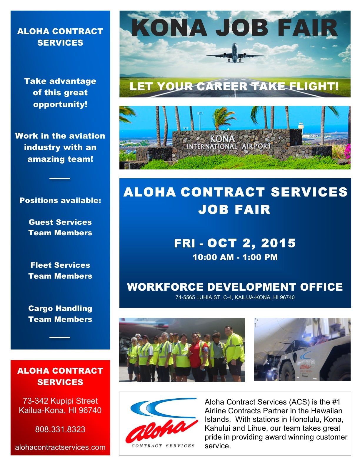 A flyer for the kona job fair on october 2 2015
