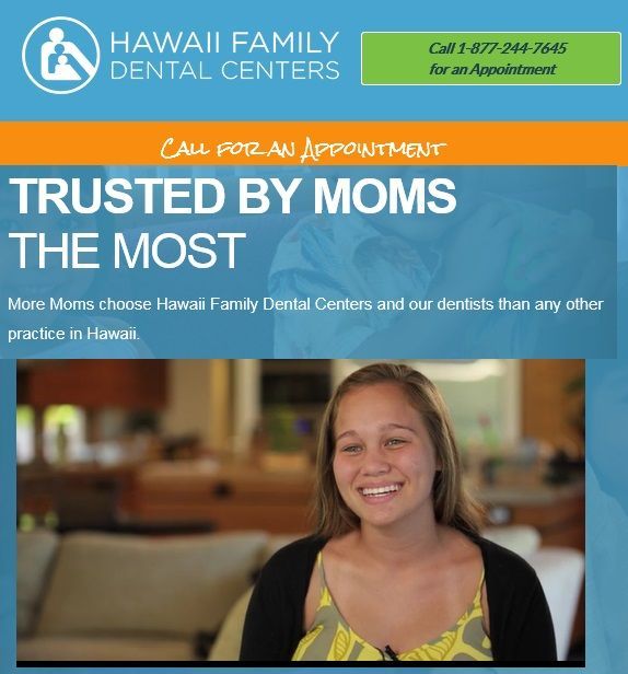 An ad for hawaii family dental centers shows a woman smiling