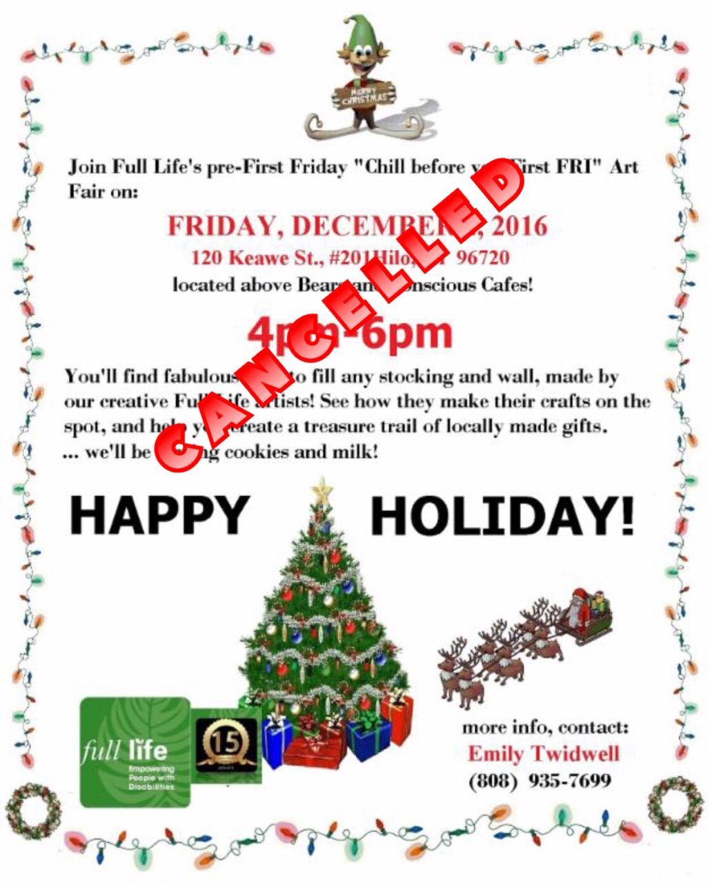 A flyer for a happy holiday with a christmas tree