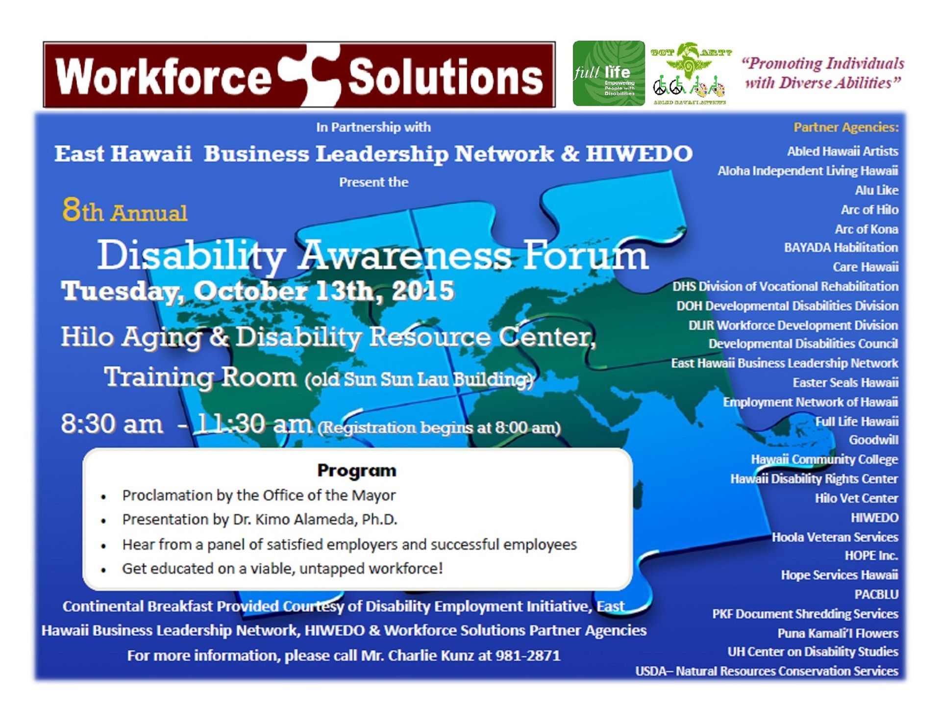 A poster for the 8th annual disability awareness forum