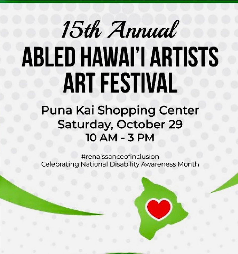 A poster for the 15th annual abled hawaii artists art festival
