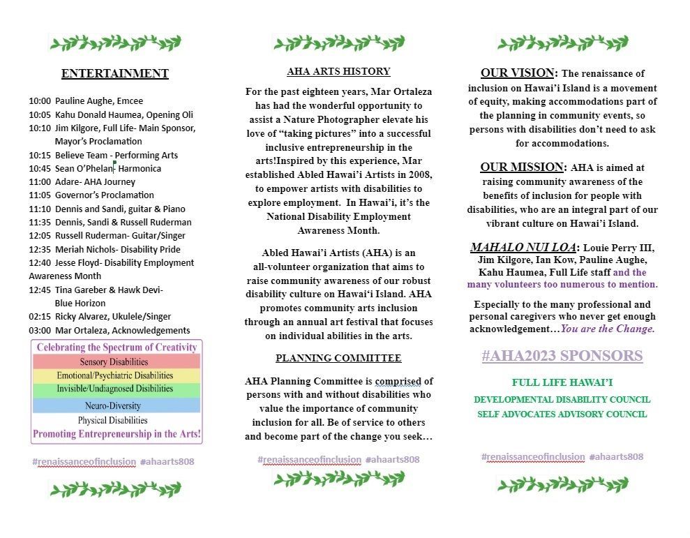 A page of a pamphlet that says entertainment on it