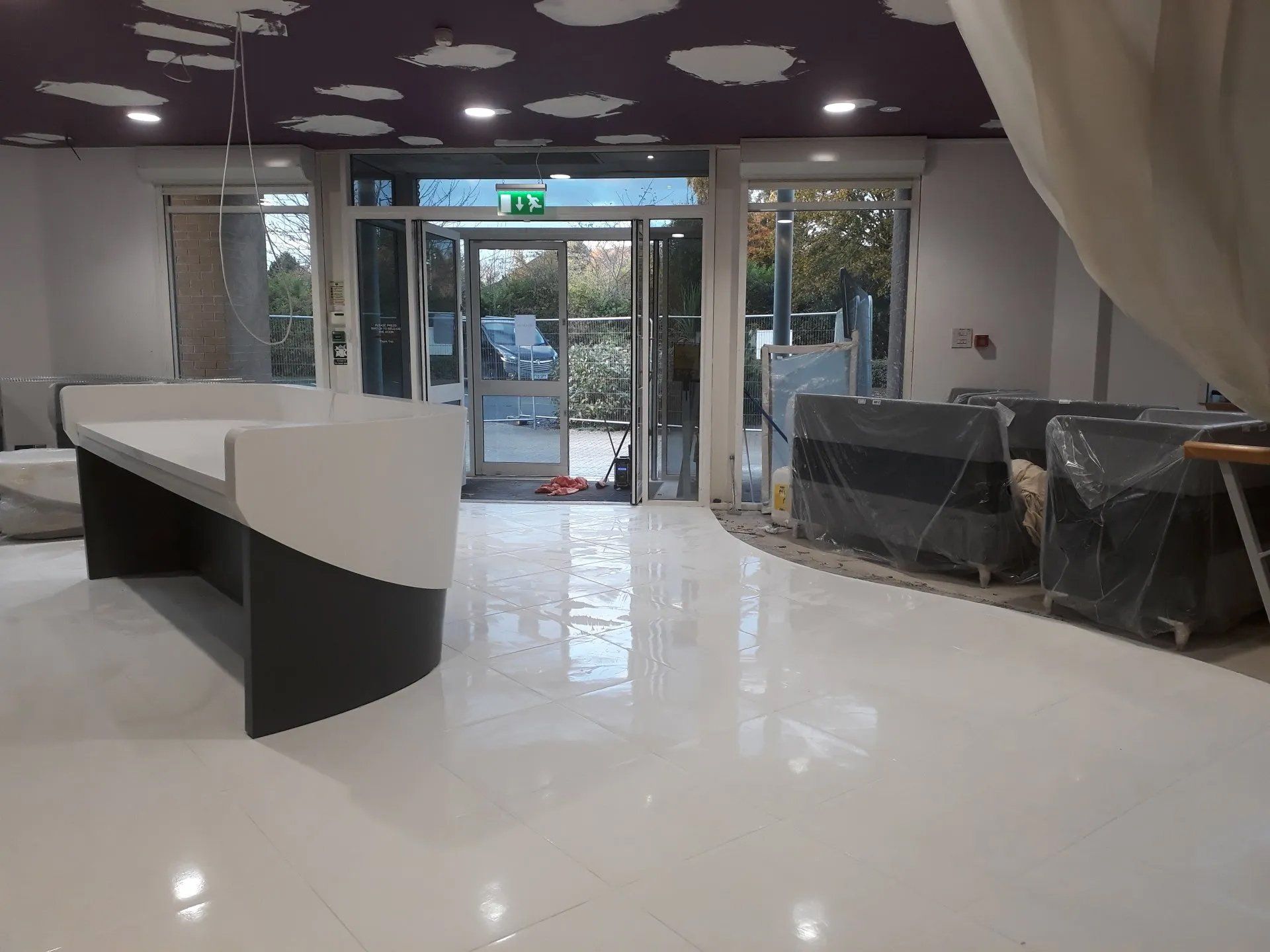 sleek tiling in office reception