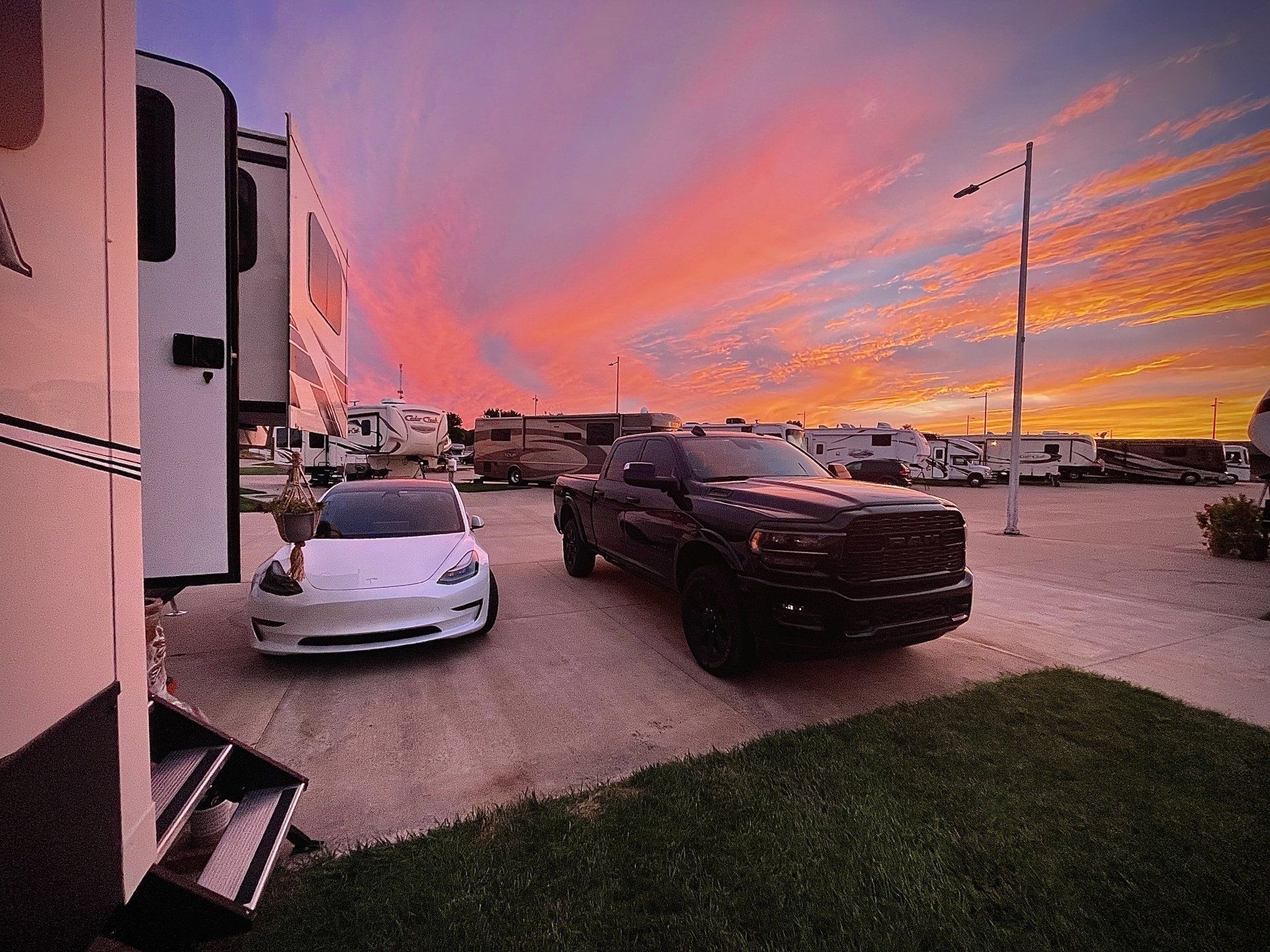 Parking space for two vehicles at each site.