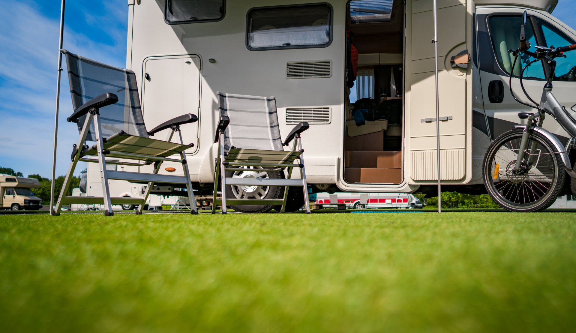 Sodded yards at each site.