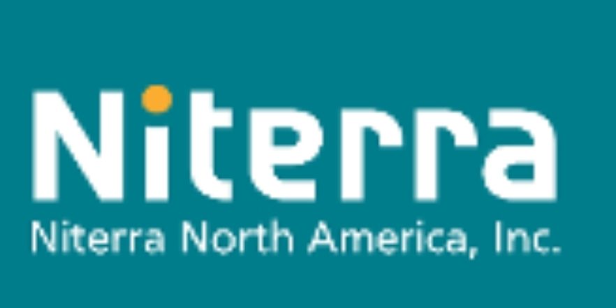 A blue and white logo for niterra north america inc.