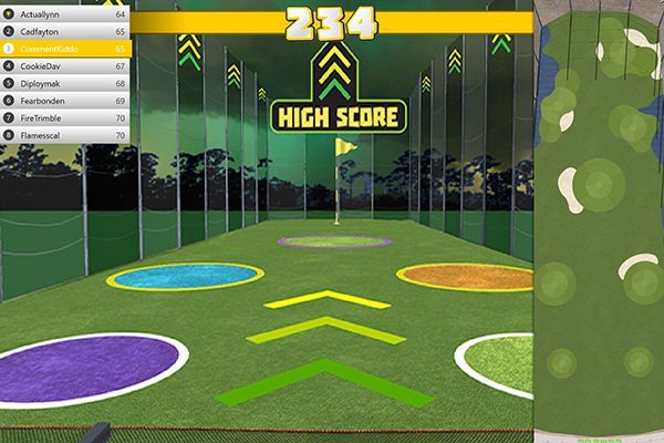 A computer screen shows a high score of 234 on a golf course.