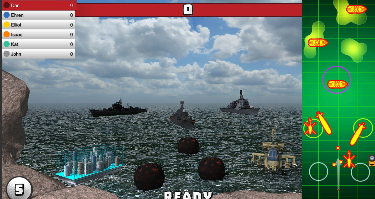 A screenshot of a video game with the number 5 at the bottom