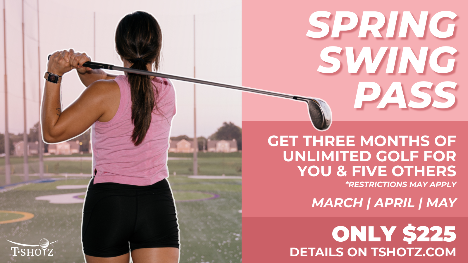 Silhouette of golfer with text: