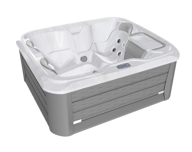 A white and gray hot tub on a white background