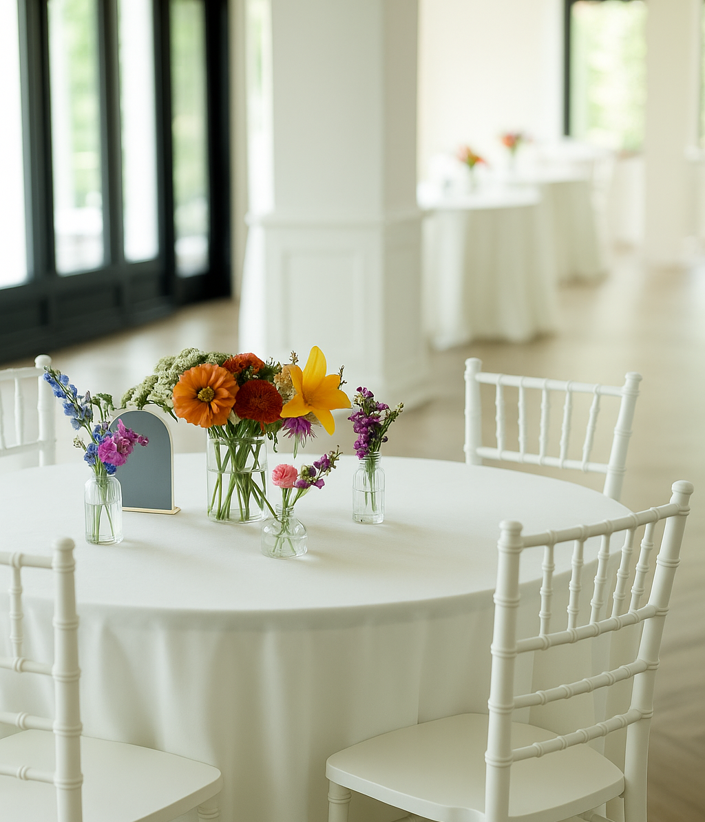 A bride and groom are kissing in front of a lake.