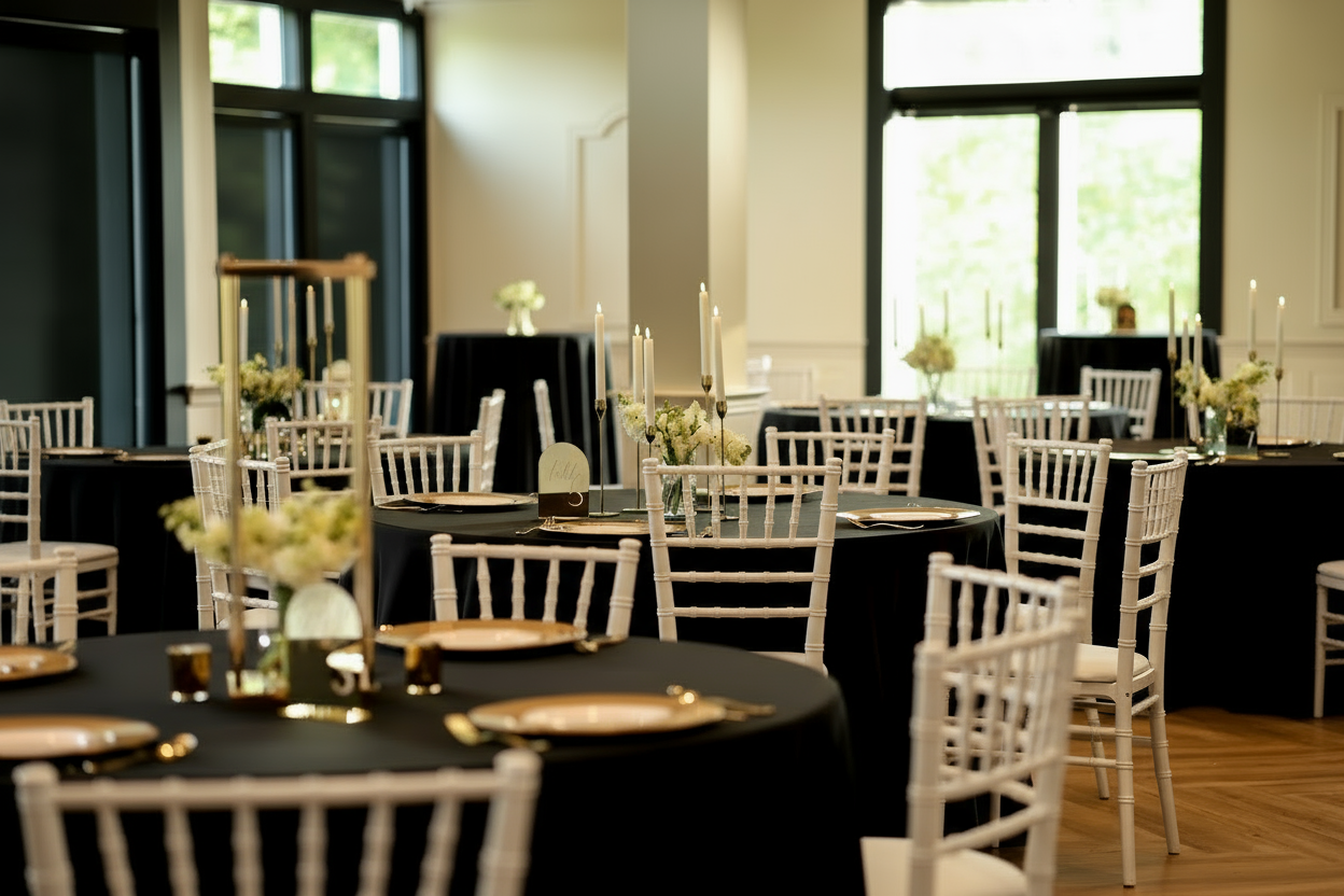 A large empty room with a lot of windows and a chandelier hanging from the ceiling.