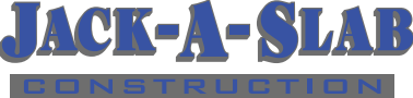 A blue and gray logo for jack-a-slab construction