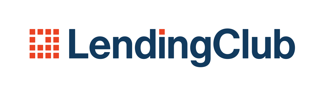 LendingClub logo with dark blue text and orange square icon on white background