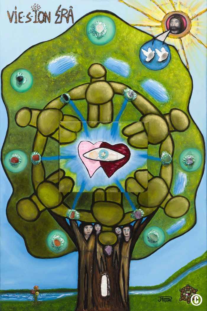 Une peinture d'un arbre avec le mot vision dessus