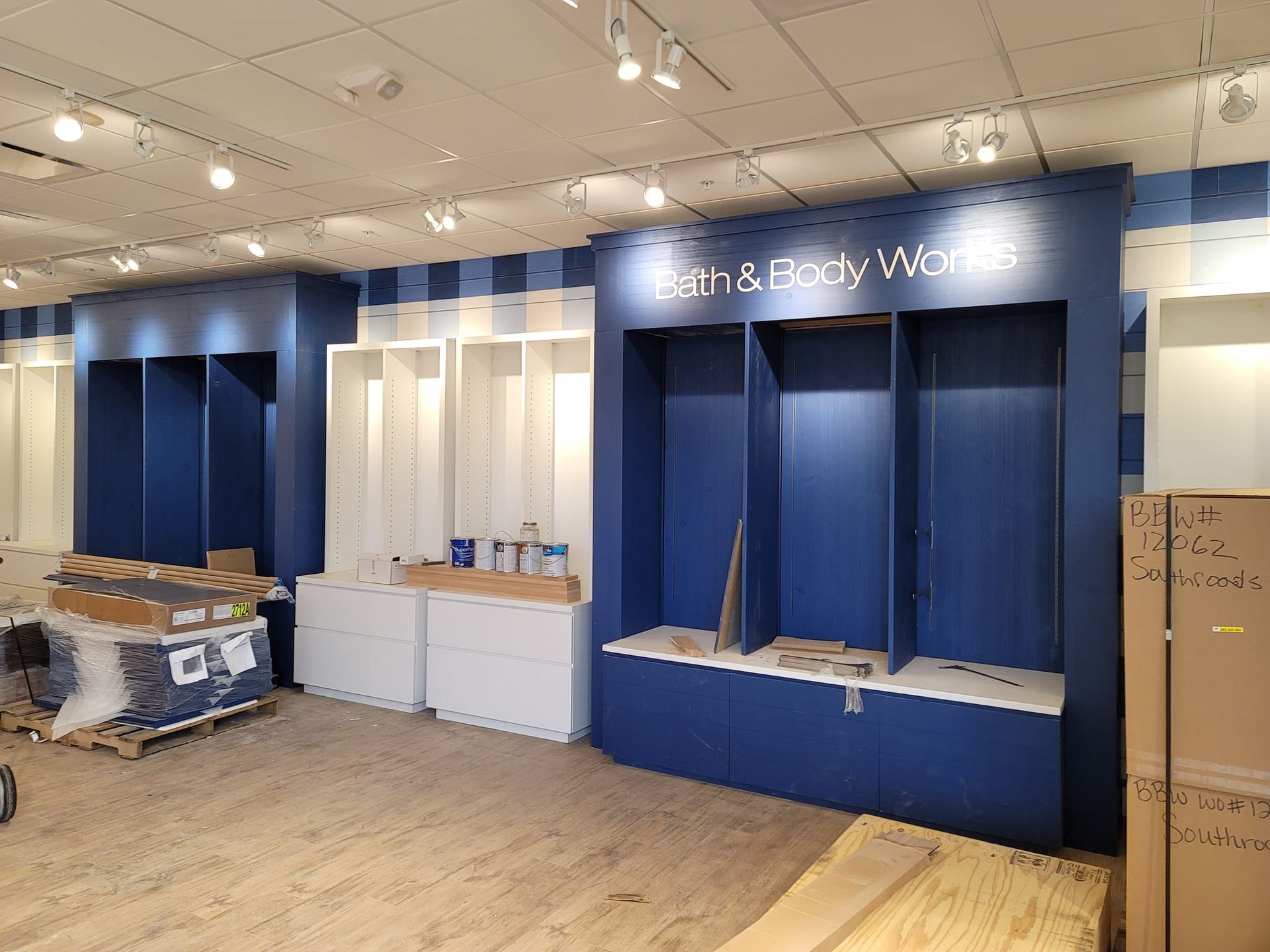 A bath and body works store is being remodeled.