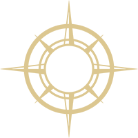 A compass with a circle in the middle on a white background.