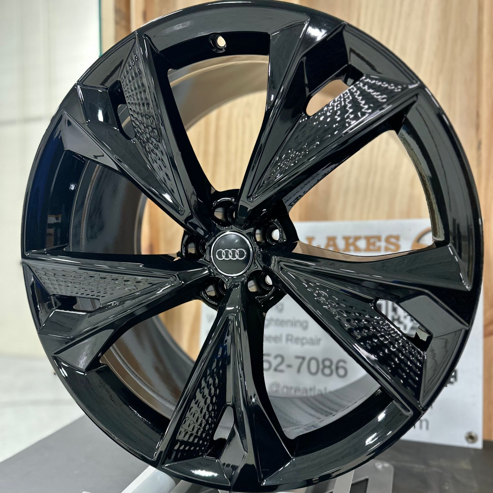 Aluminum wheel with black powder coat
