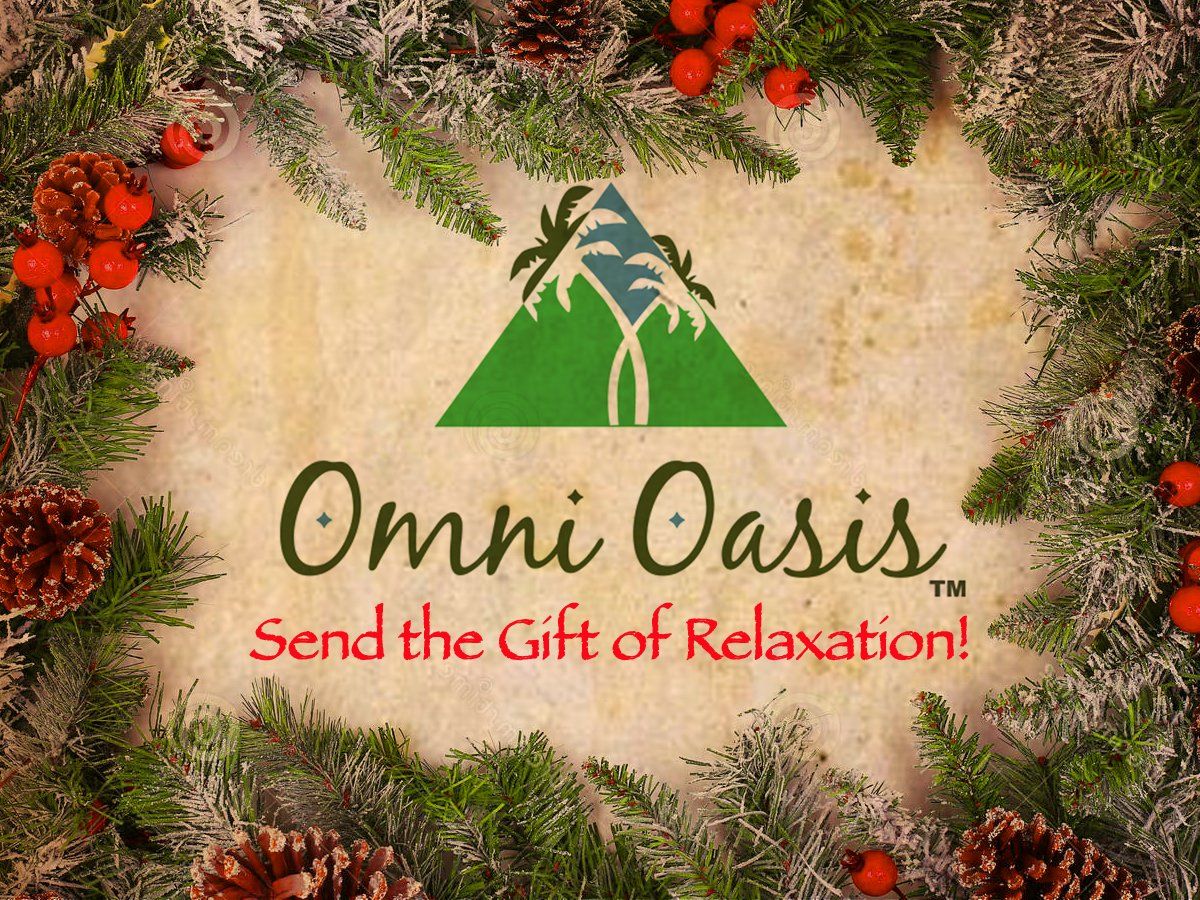 Omni Oasis logo framed by autumn leaves; 