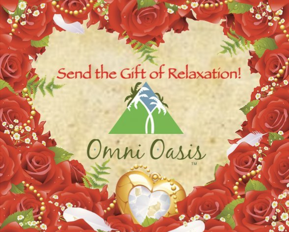 Woman receiving facial massage, Happy Mother's Day. Flowers surround image with Omni Oasis logo.
