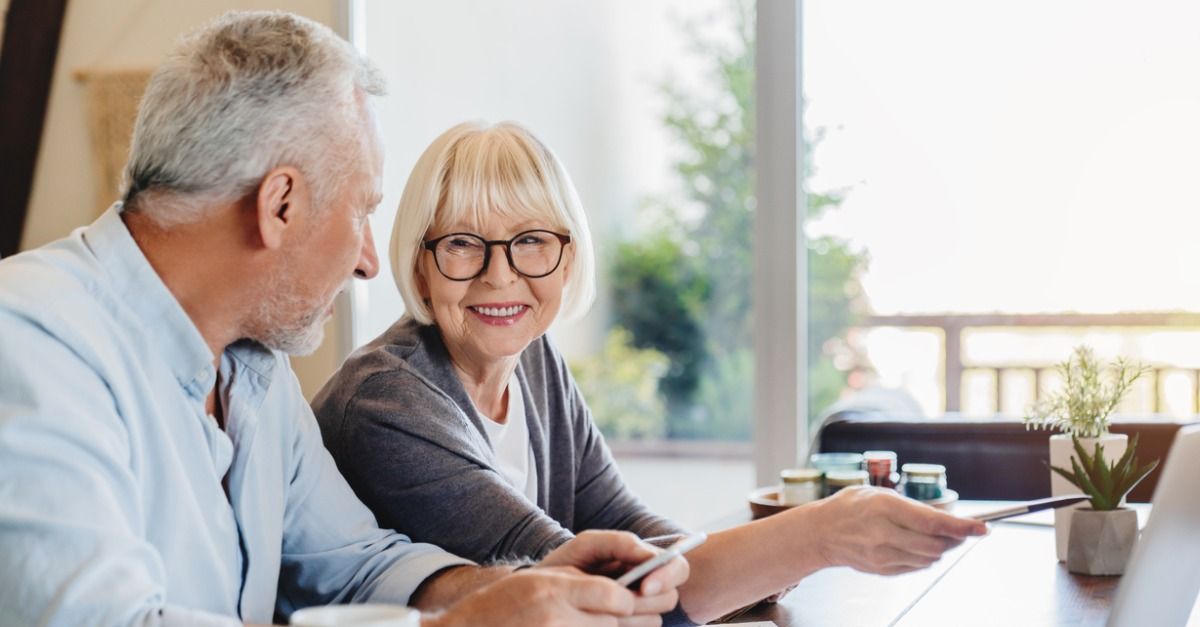 Older couple talking