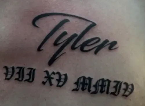 Tattoo on skin reading