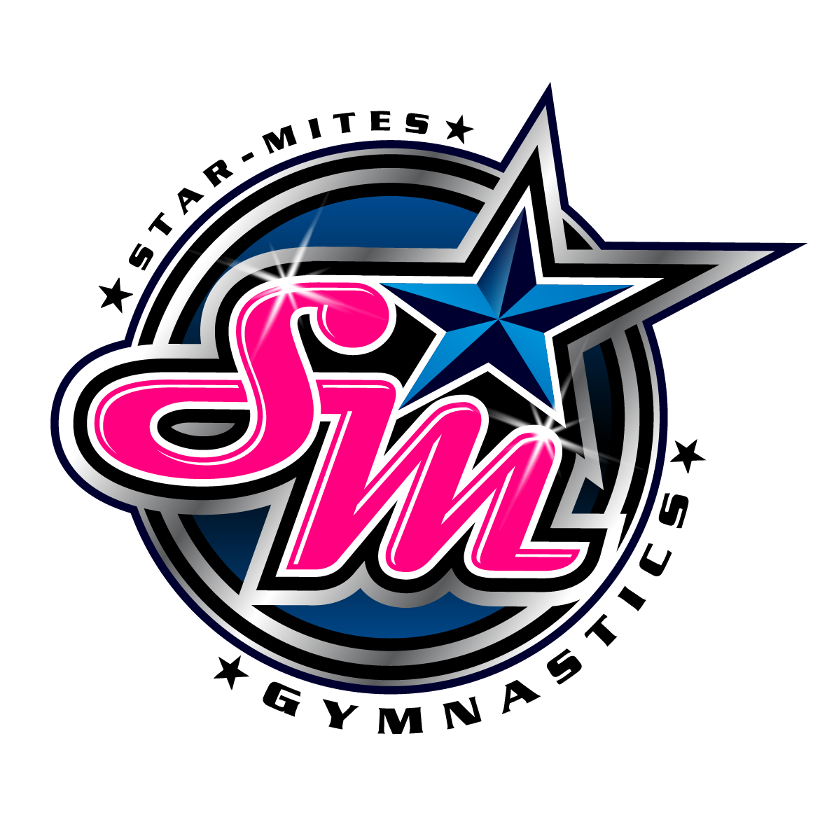 Logo for Star-Mites Gymnastics: pink and white