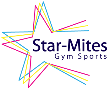 Logo for Star-Mites Gym Sports featuring a star outline in multiple colors with the business name.