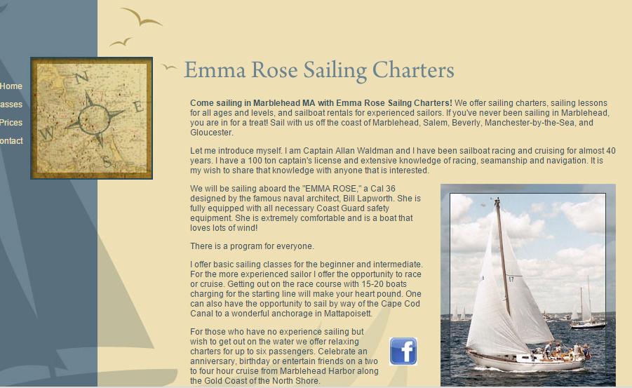 Emma Rose Sailing Charters Former Website