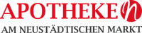 A red and white logo for apotheke am neustadtischen markt