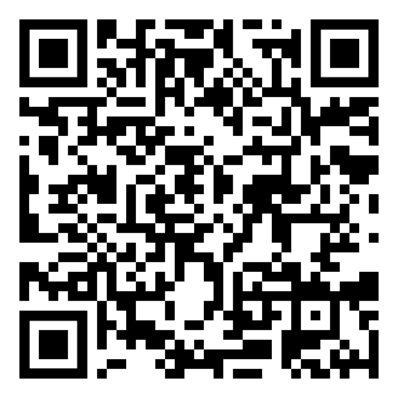 Ein schwarz-weißer QR-Code auf weißem Hintergrund.