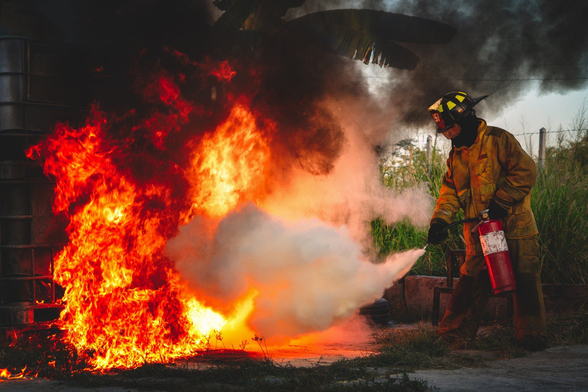 Fire Man Using Fire Extinguisher - Jonesboro, AR - Fire Protection Of Arkansas, Inc.