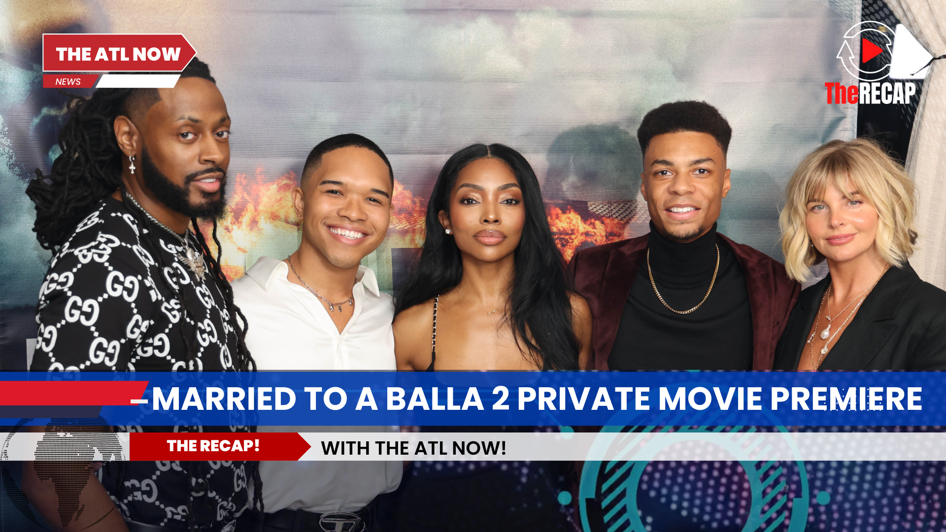 Cast posing at a film premiere under a banner reading “Married to a Balla 2”