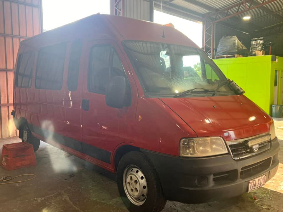 Red Van Parked In The Garage — Chrisp Performance in Emerald, QLD